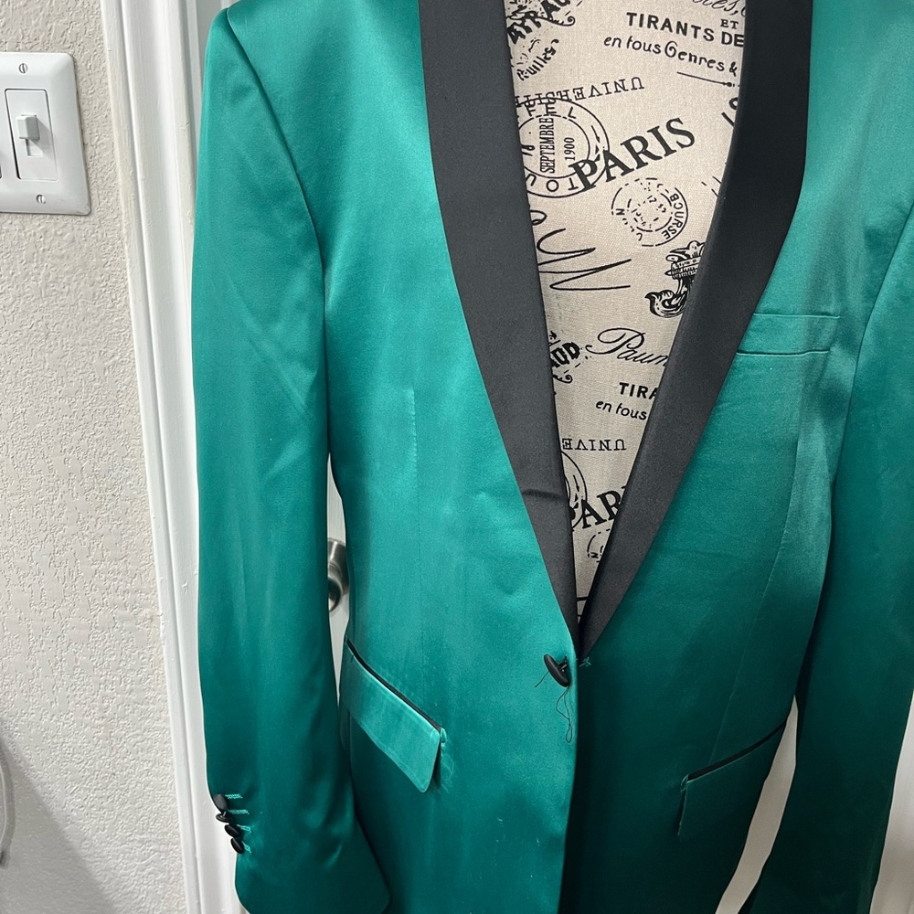 Men's Teal Tuxedo Jacket with Black Lapel